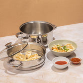 2 Tier Steamer with Glass Lid (Induction Friendly)